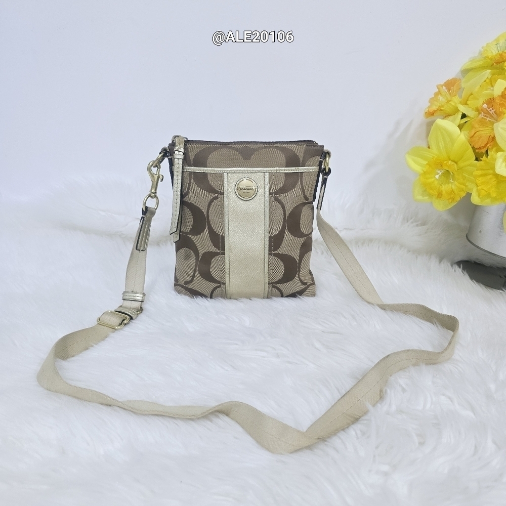 Coach Brown and Cream Crossbody Bag